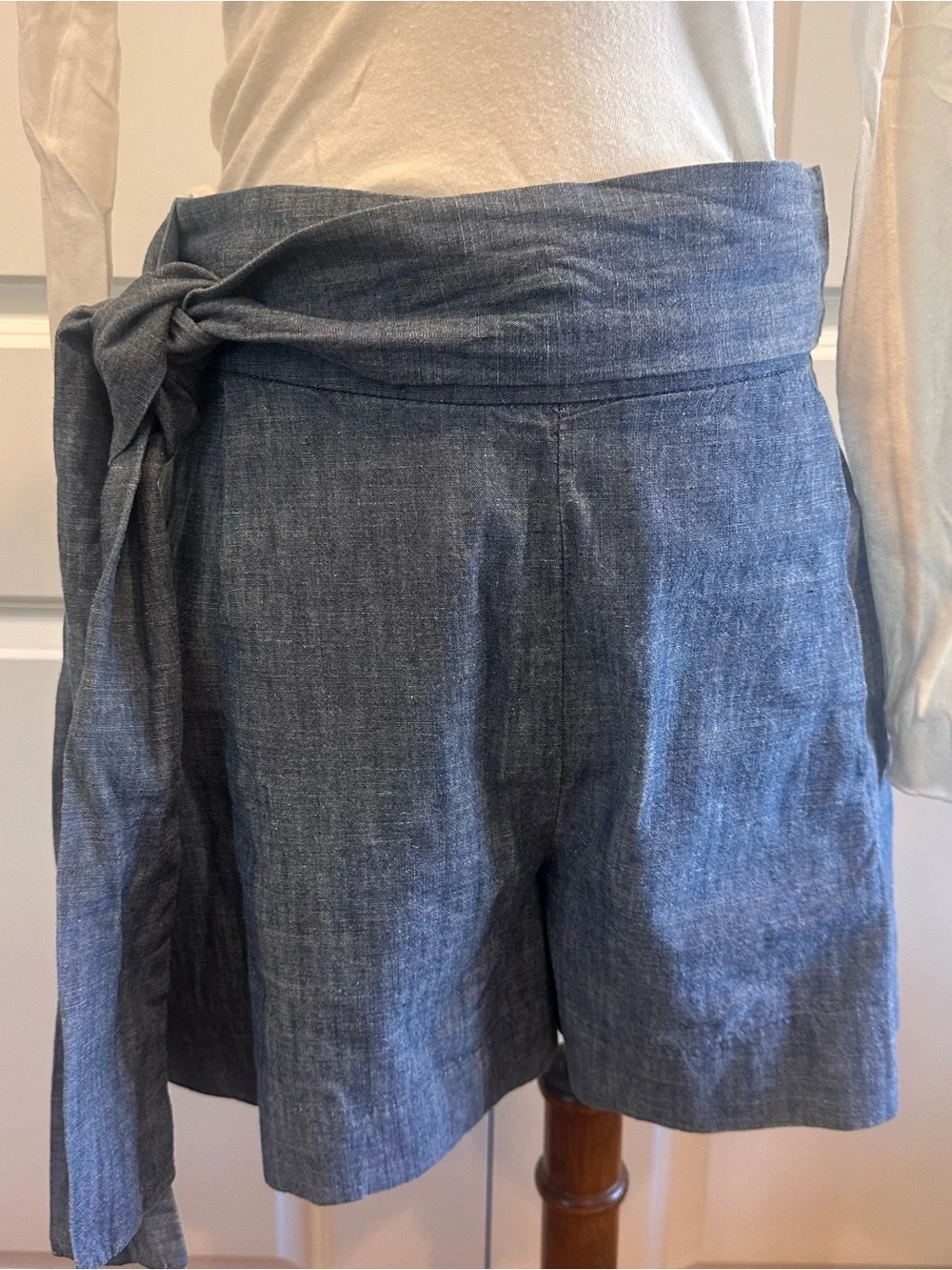 J. CREW Chambray Tie-Waist High Waisted Shorts